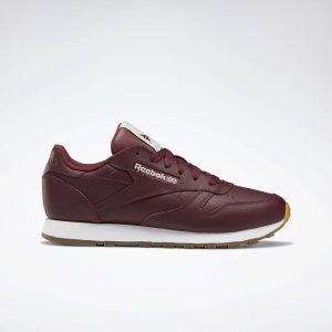 Adidasy Damskie Reebok Classic Leather Bordowe/Białe PL 73YHZRI